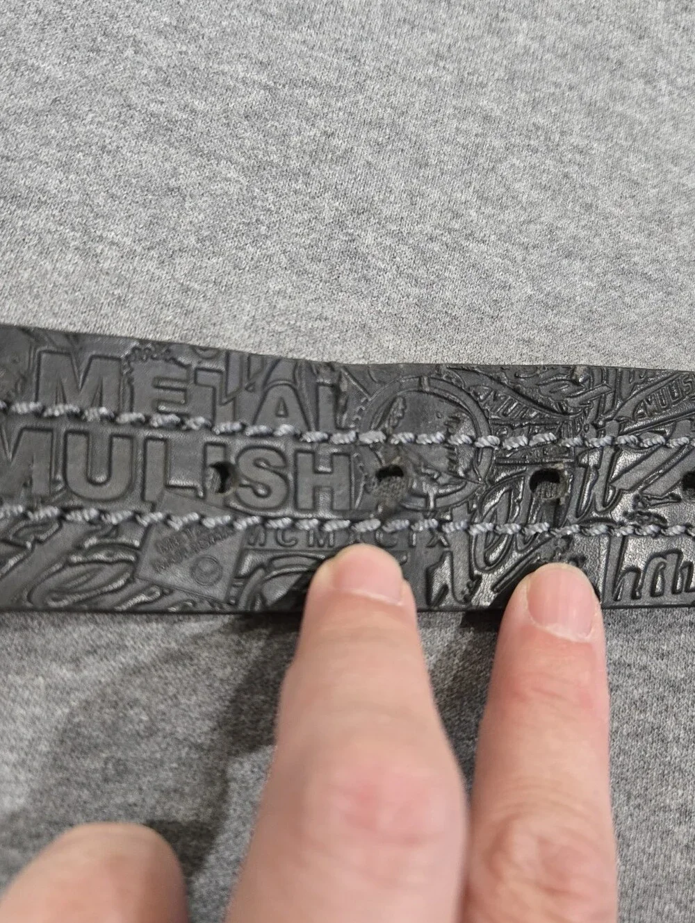 Metal Mulisha Belt Mens Large 36-40 Black Embossed Logo Square Silver Buckle Y2K